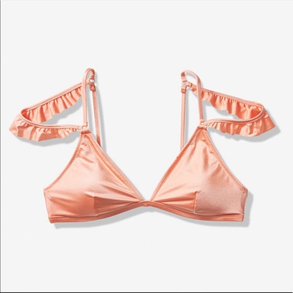 Pink Victoria S Secret Swim Small Pink Flutter Strap Swim Top Ruched Bikini Poshmark